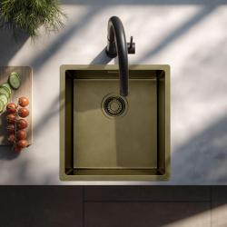 Pure.Sink Luxion PVD Antik bronz mosogató 36x40 cm alátét, síkba építhető és felépíthető  fenékrekeszel PLX3640-64