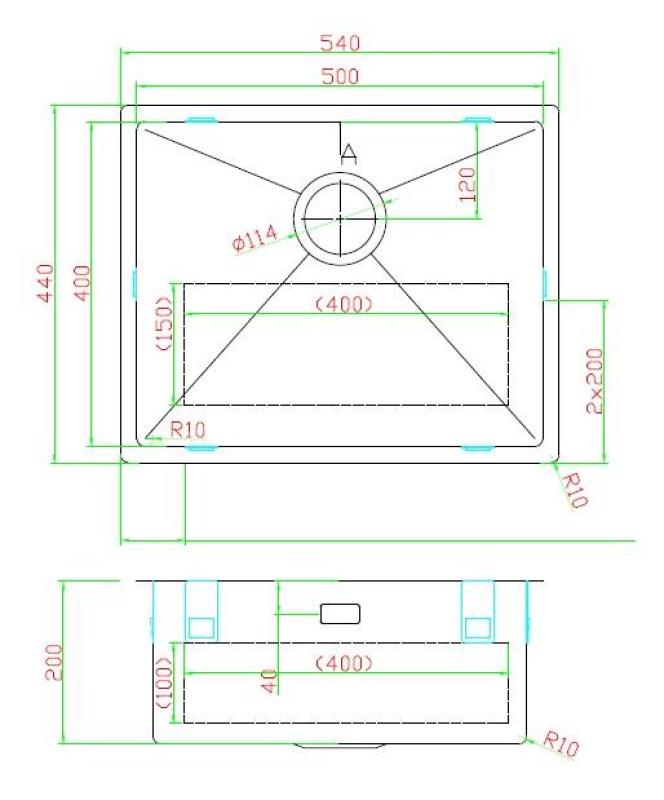 Pure.Sink Luxion PVD Antik bronz mosogató 50x40 cm alulról szerelhető, síkba építhető és felülről szerelhető, alsó polccal PLX5040-64