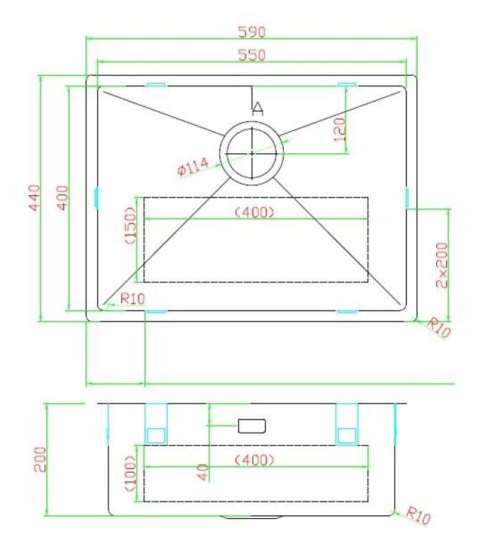 Pure.Sink Luxion PVD Antik bronz mosogató 55x40 cm alátét, síkba építhető és felépíthető  fenékállvánnyal PLX5540-64
