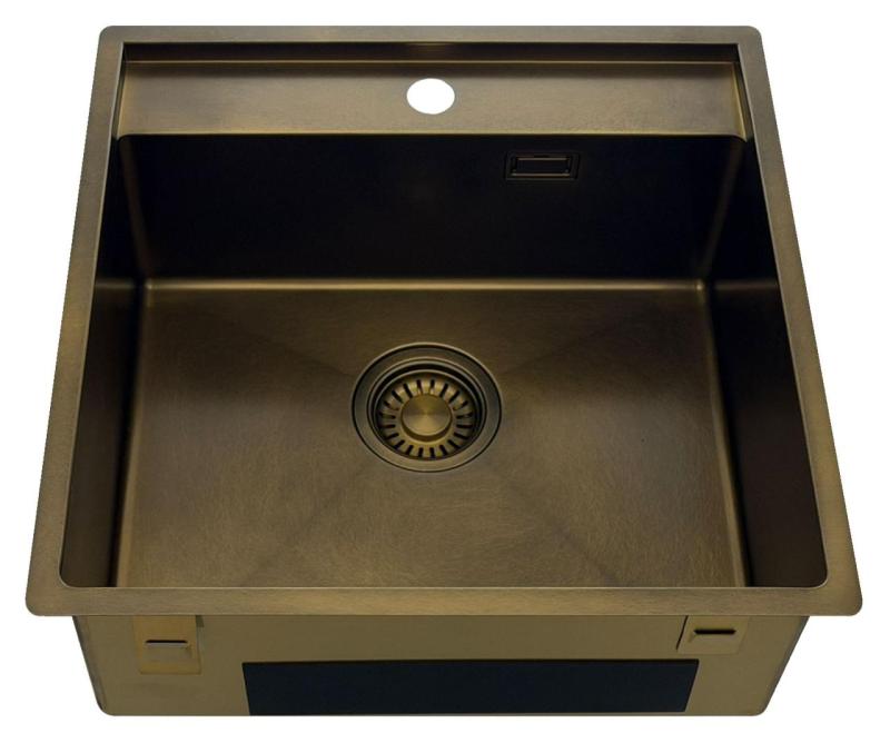Pure.Sink Luxion PVD Antik bronz mosogató 51x50 cm Tapwing csaplyukkal és aljzatállvánnyal PLX5150T-64
