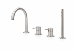 MURO TUA beépíthető kádperem-csaptelep kerek kifolyóval és kihúzható kézi zuhannyal, króm 1208972441