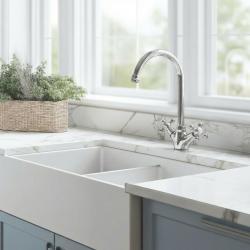 Aquanello Heritage Ascot Klasszikus konyha Nosztalgikus konyhai csaptelep króm, kerek kifolyóval CR-4003-HA