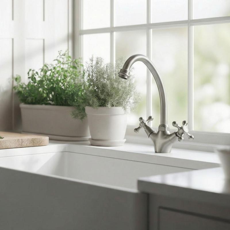 Aquanello Heritage Ascot Klasszikus konyha Nosztalgikus konyhai csaptelep rozsdamentes acél NB-4004-HA