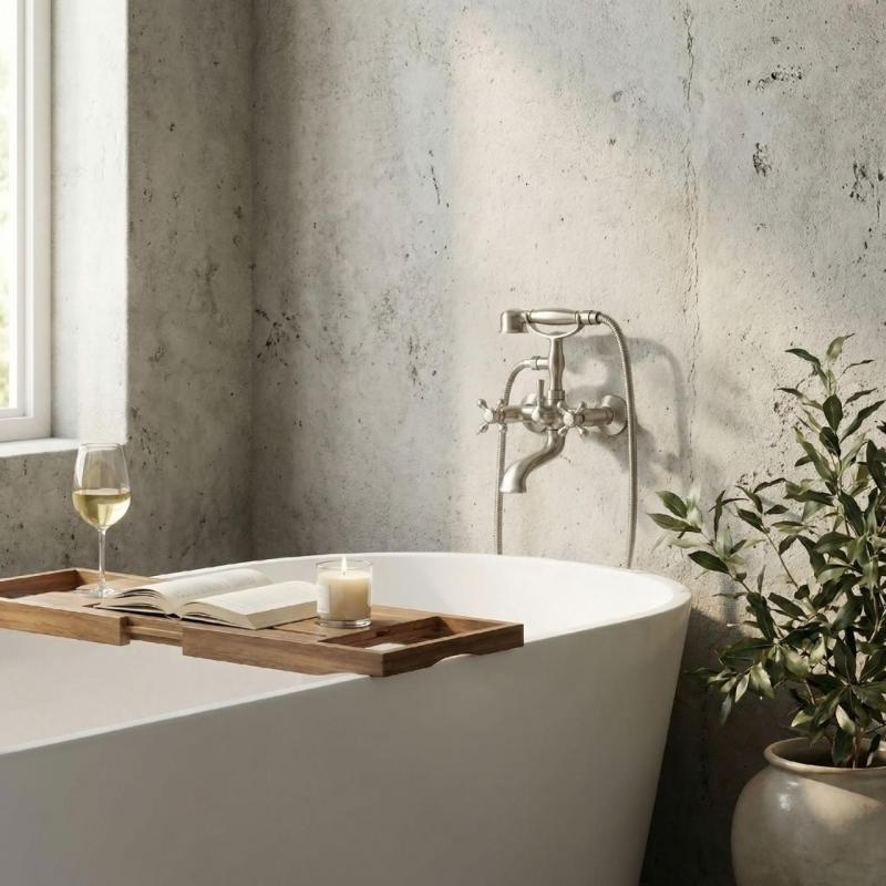 Aquanello Heritage Ascot Klasszikus felépítésű fürdőkád csaptelep csillaggombokkal, rozsdamentes acélból, kézi zuhannyal NB-3002-HA