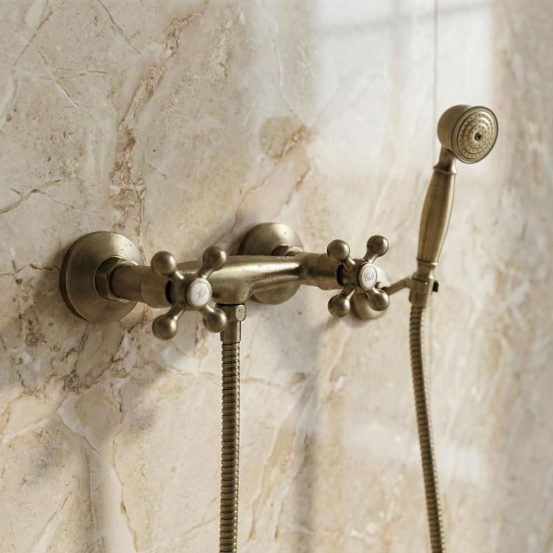 Aquanello Heritage Ascot Klasszikus szerelvényes zuhanycsaptelep csillaggombokkal, bronz, kézi zuhannyal BN-2002-HA