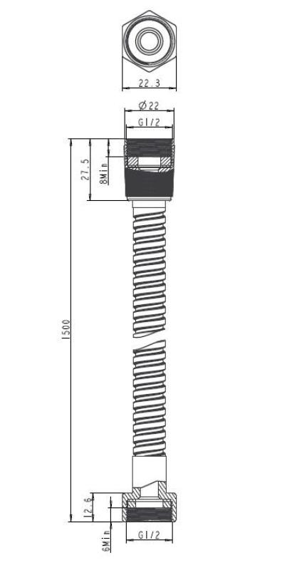 Aquanello Heritage Collection Zuhanytömlő  150 cm rozsdamentes acél NB-9002-HC