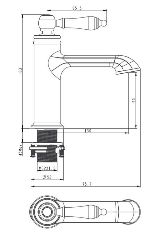 Aquanello Heritage Manor Klasszikus nosztalgikus mosdócsaptelep rozsdamentes acélból NB-1001-HM