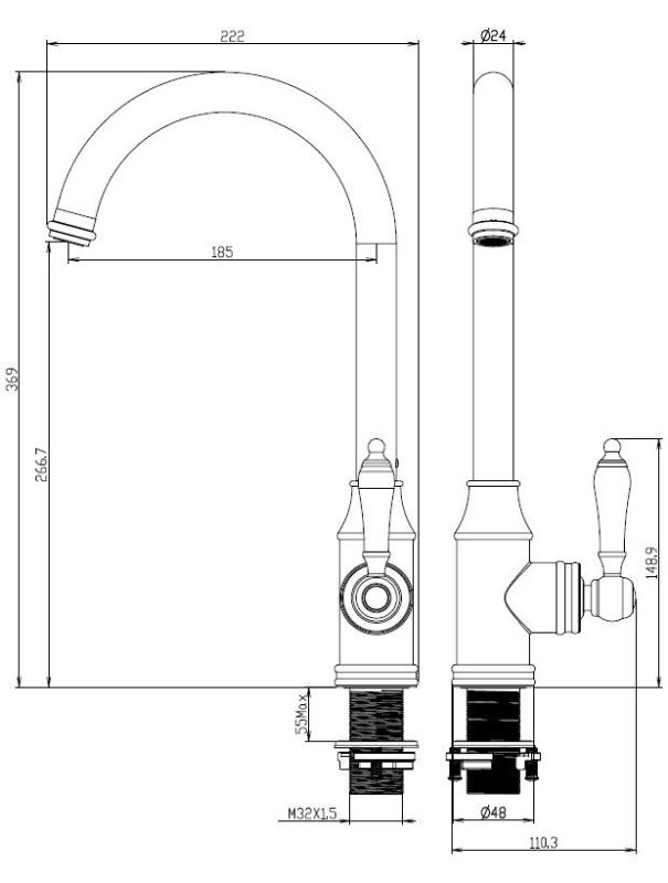 Aquanello Heritage Manor Klasszikus konyha – nosztalgikus konyhai csaptelep, króm CR-9001-HM
