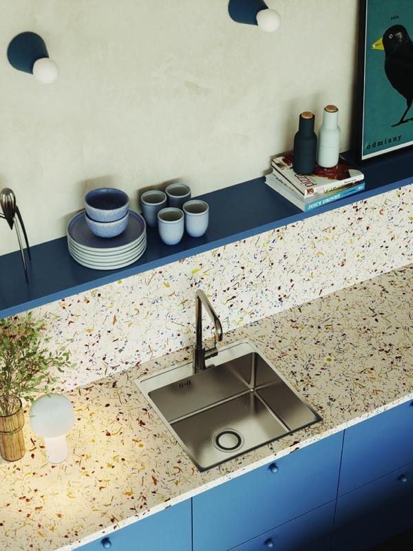 Aquadesign Plana Rozsdamentes acél felépítményes mosogató 48x49 cm, csapolólyukkal, szifonnal és Clickclack leeresztő dugóval 1208972559