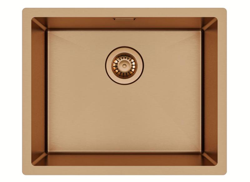Ausmann Mosel Kombinált szett PVD réz mosogató 50x40 cm konyhai csapteleppel, szappanadagolóval és szőnyeggel 1208972563