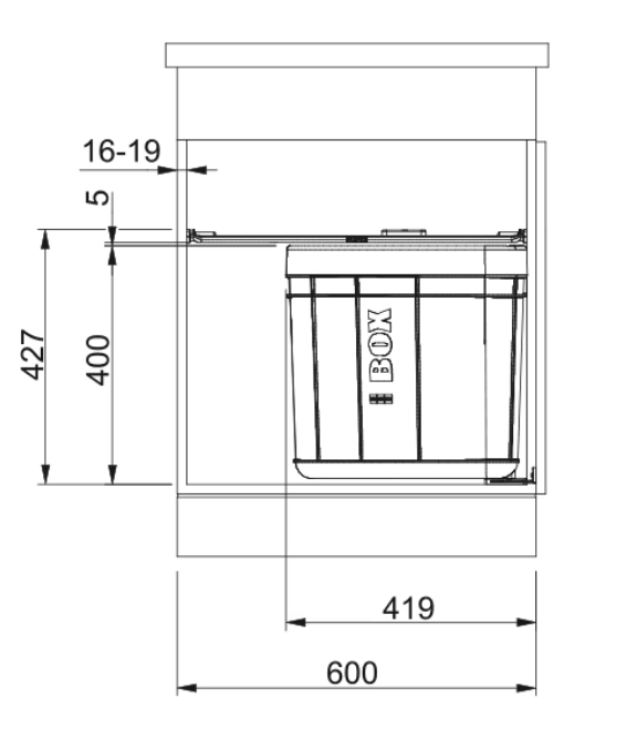 Franke Sorter Solo 60 forgatható szemetes rendszer ajtóra 40 literes szemetes kosár szénszűrővel 1210307572